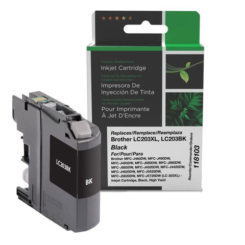Clover Technologies Group, LLC Remanufactured High Yield Black Ink Cartridge (Alternative for Brother LC203BK) (550 Yield)
