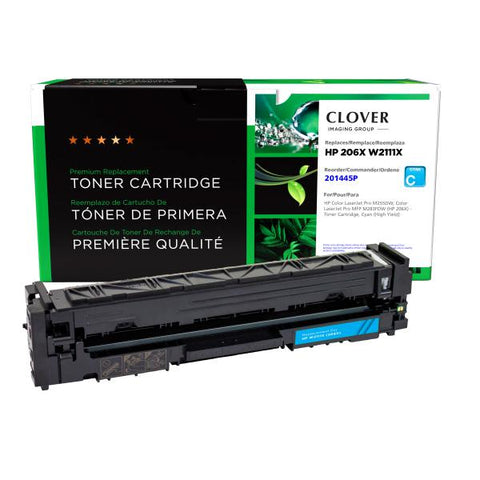 Clover Technologies Group, LLC Clover Imaging Remanufactured High Yield Cyan Toner Cartridge (New Chip) for HP 206X (W2111X)