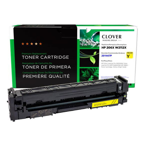 Clover Technologies Group, LLC Clover Imaging Remanufactured High Yield Yellow Toner Cartridge (New Chip) for HP 206X (W2112X)