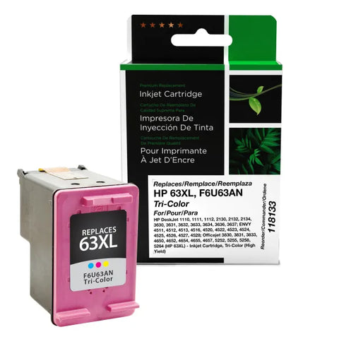 Clover Technologies Group, LLC Remanufactured High Yield Tricolor Inkjet Cartridge (Alternative for HP F6U63AN 63XL) (330 Yield)